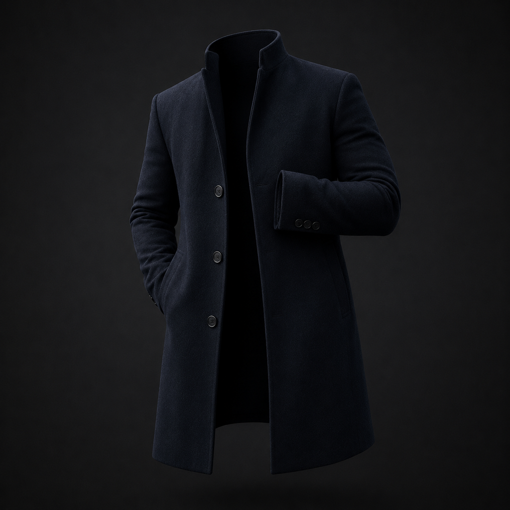 Velmont Classic Overcoat Jackets Solid Slim Fit Outwear Hombre Men Clothes Khaki Black